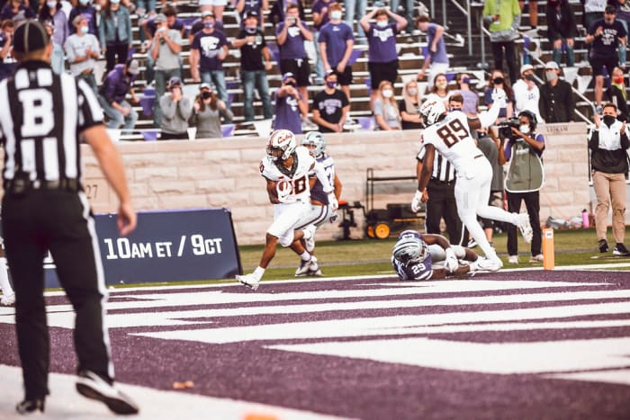 Brennan Presley scores the only Cowboy offensive touchdown at Kansas State.